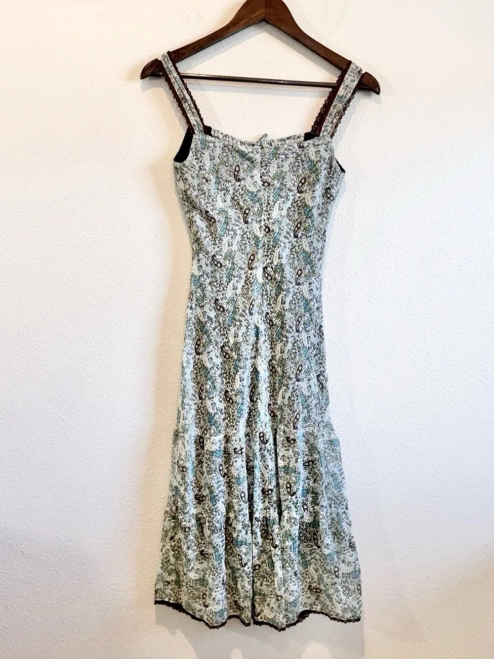 Studio Soleil Prairiecore Vintage Y2K Paisley Lace Trim Midi Dress Fairy Grunge - Picture 7 of 8